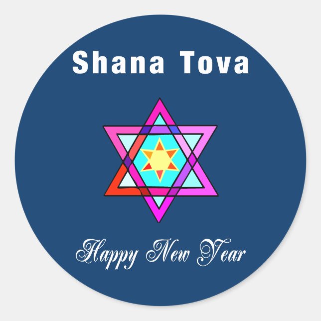 Sticker Rond Star juive Shana Tova (Devant)