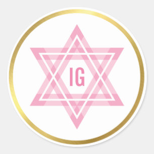 Sticker Rond STAR OF DAVID cercle or rose monogramme logo