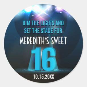 Sticker Rond Star Star Blue Sweet 16