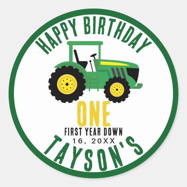 Sticker Rond Star Your Tracteur 1er anniversaire | Thème de la  (Devant)