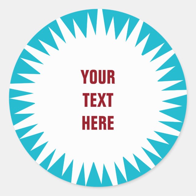 Sticker Rond Starburst - blanc avec texte et arrière - plan per (Devant)