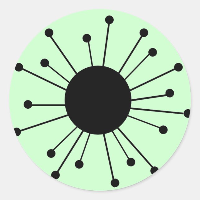 Sticker Rond Starburst rétro du milieu du siècle (Devant)