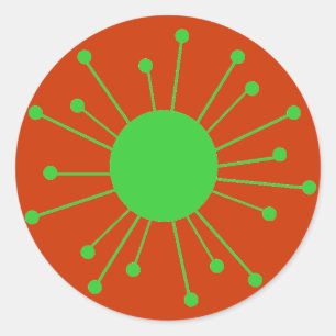 Sticker Rond Starburst rétro du milieu du siècle