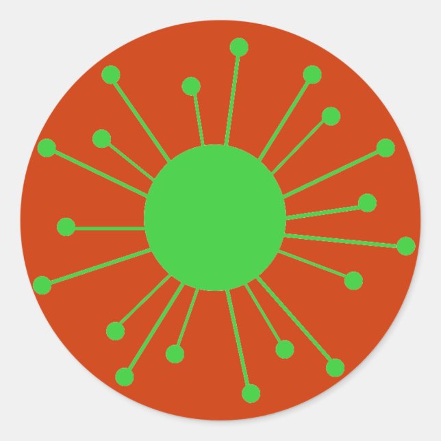 Sticker Rond Starburst rétro du milieu du siècle (Devant)