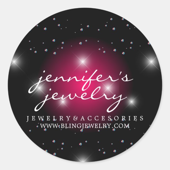 Sticker Rond Stardust Bling Gems rose diamants perle lux (Devant)