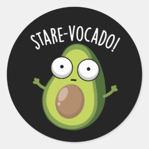 Sticker Rond Stare-vocado Drôle Avocado Puns Dark BG