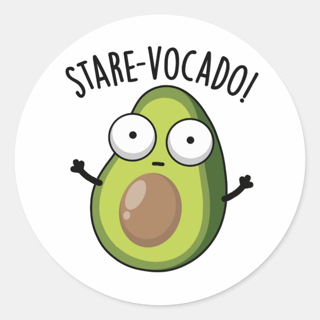 Sticker Rond Stare-vocado Funny Avocado Pun (Devant)