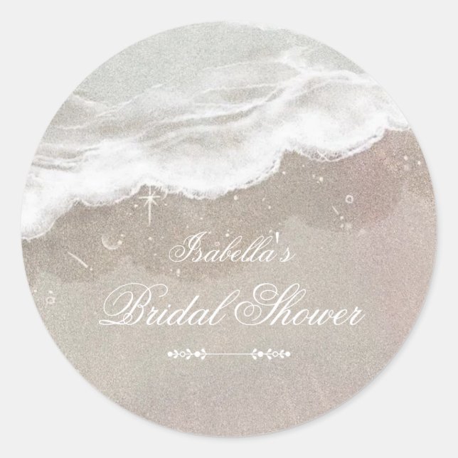 Sticker Rond Starfish and Shells Fête des mariées de plage trop (Devant)