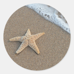 Sticker Rond Starfish au bord de la plage