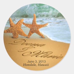 Sticker Rond Starfish Couple ASK ME TO PUT NAMES IN THE SAND