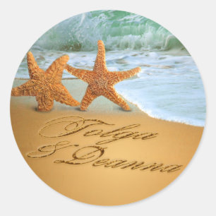Sticker Rond Starfish Couple ASK ME TO PUT NAMES IN THE SAND