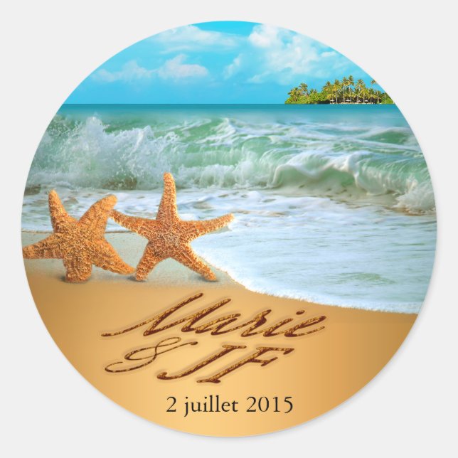 Sticker Rond Starfish Couple DEMANDEZ QUE VOS NOMS SOIENT MIS D (Devant)