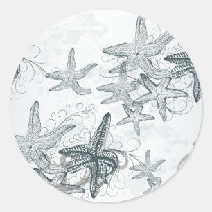 Sticker Rond Starfish Sur Le Motif De Mer
