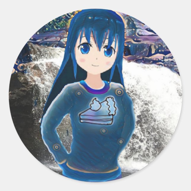 Sticker Rond Starry Anime Girl (Devant)