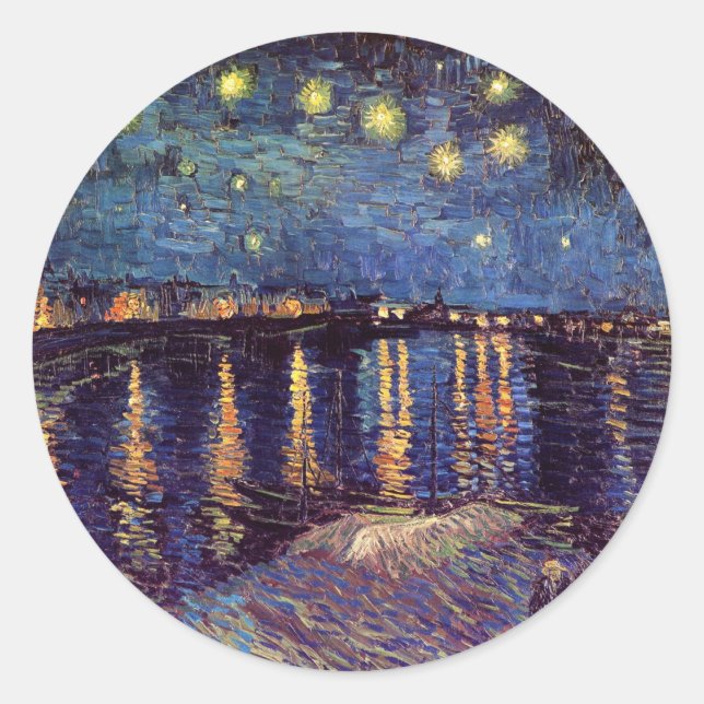 Sticker Rond Starry Night Over the Rhone par Vincent van Gogh (Devant)