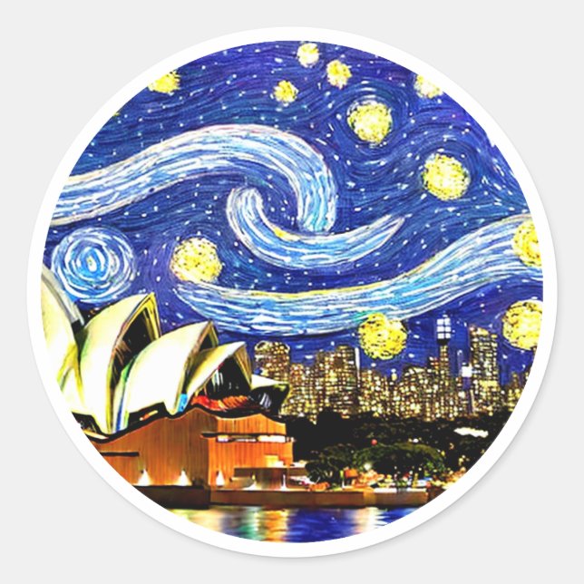 Sticker Rond Starry Night Sydney Australie Opéra (Devant)