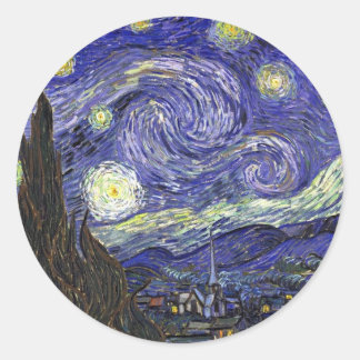 Sticker Rond Starry Night, Vincent Van Gogh.