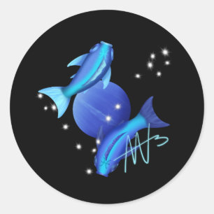 Sticker Rond Starry Pisces Neptune Zodiac