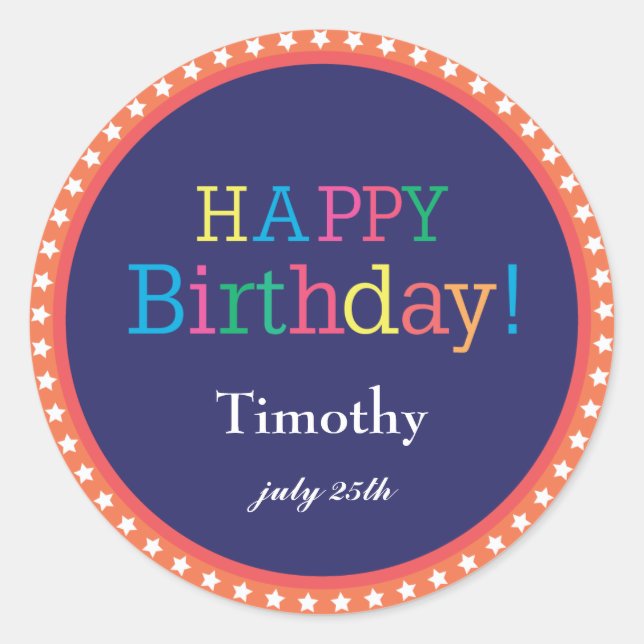 Sticker Rond Stars d'anniversaire (Devant)