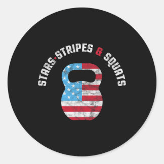 Sticker Rond Stars Stripes And Squad Gym Usa Drapeau 4th J