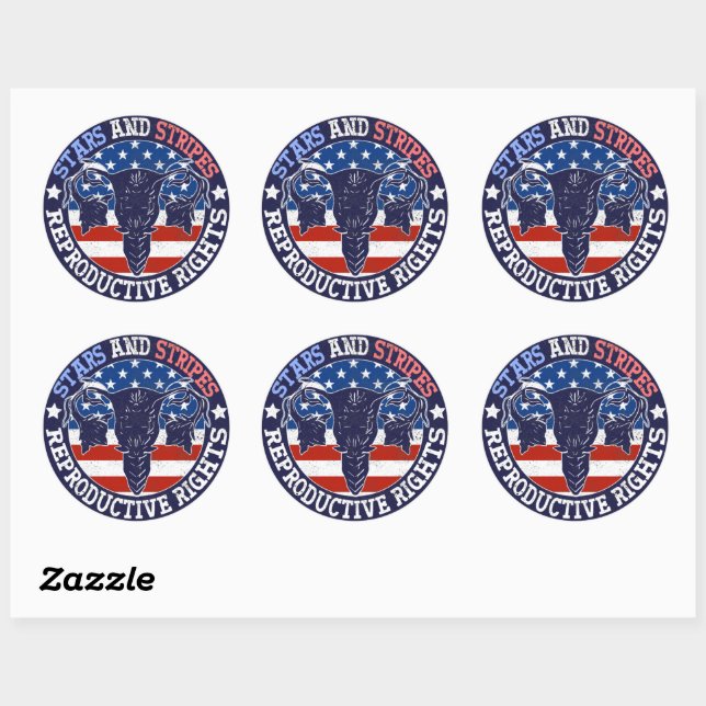 Sticker Rond Stars Stripes Et Droits De Reproduction Pro Choice (Feuille)