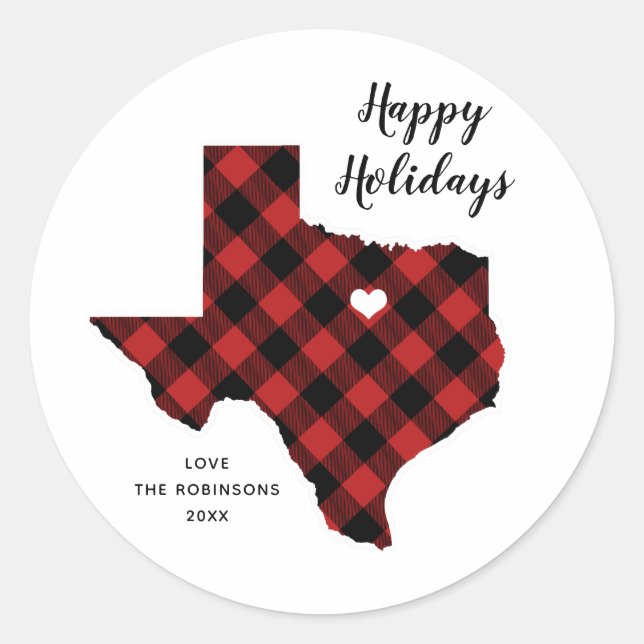 Sticker Rond State Holiday Tartan Texas (Devant)