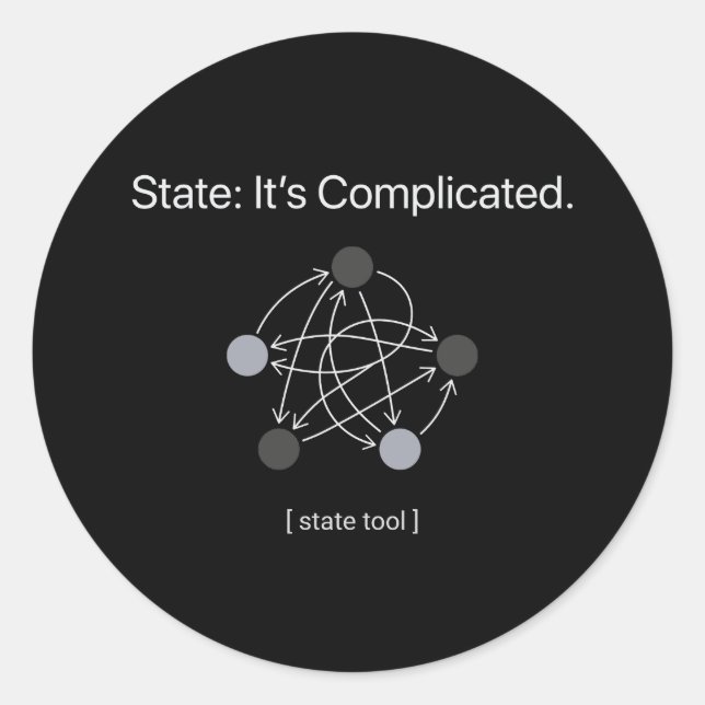 Sticker Rond State Its Complicated Programmer Humor (Devant)