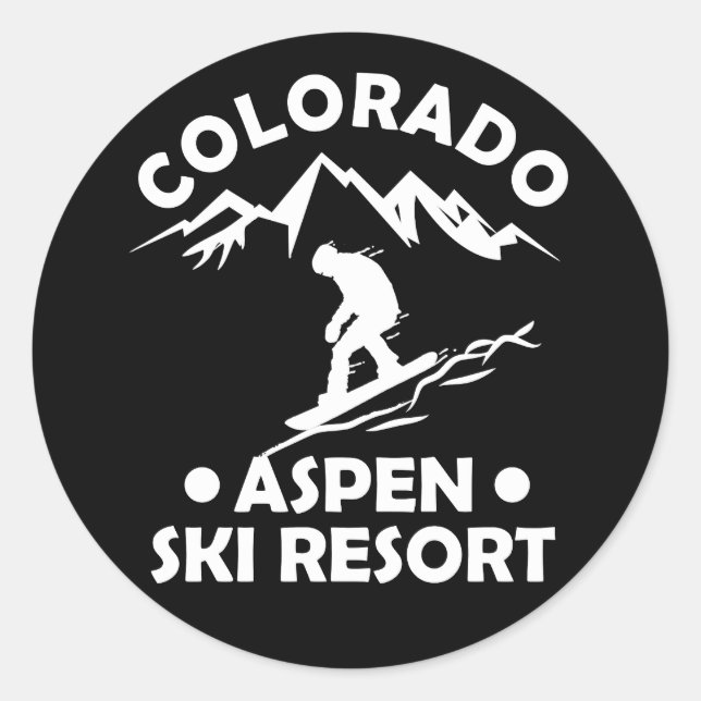 Sticker Rond Station de ski d'Aspen Colorado (Devant)