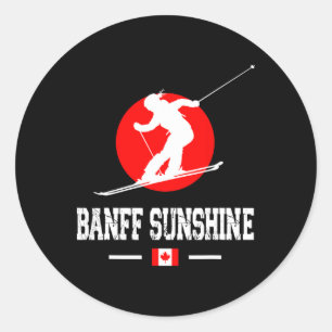 Sticker Rond Station de ski de Nff Sunshine Canada Montagnes Ro