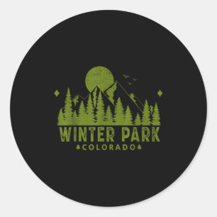 Sticker Rond Station de ski vintage hiver park colorado co mont