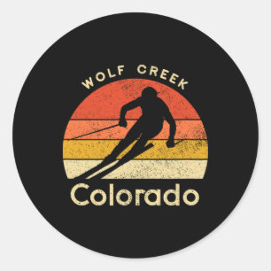 Sticker Rond Station de ski vintage Wolf Creek Colorado Montagn