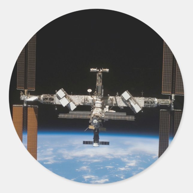 Sticker Rond Station spatiale internationale — vue d'Atlantis (Devant)