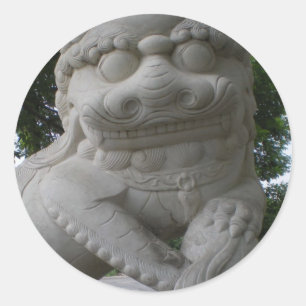 Sticker Rond Statue de chien de Foo de Chinois