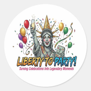 Sticker Rond Statue de la Liberté Célébration de la Liberté de