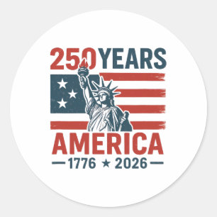 Sticker Rond Statue de la Liberté de 250 ans d'Amérique Drapeau