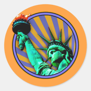 Sticker Rond Statue de la Liberté Emblem Design