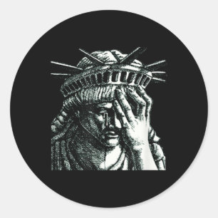 Sticker Rond Statue De La Liberté Pleurant Anti Trump Résistez 
