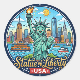 Sticker Rond Statue de la Liberté USA