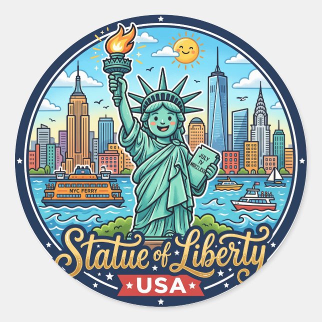 Sticker Rond Statue de la Liberté USA (Devant)