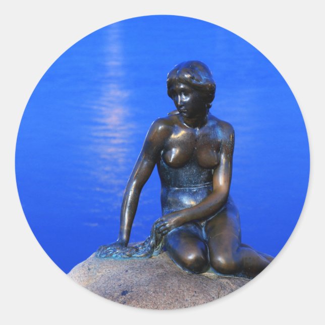 Sticker Rond Statue de la petite sirène, Copenhague, Danemark (Devant)