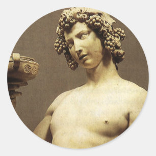 Sticker Rond Statue de la Renaissance vintage Bacchus par Miche
