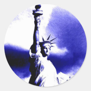 Sticker Rond Statue de Liberty Pop Art