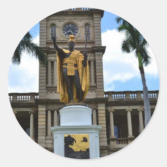 Sticker Rond statue du roi kamehameha (Devant)