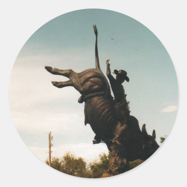 Sticker Rond Statue d'un bullrider (kkincade12) (Devant)