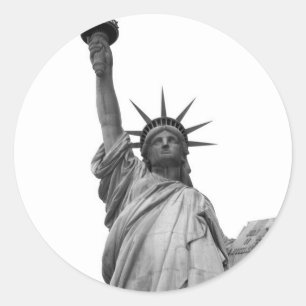 Sticker Rond Statue noire et blanche de la Liberté