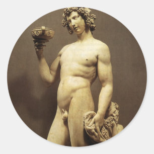 Sticker Rond Statue Renaissance vintage Bacchus par Michelangel