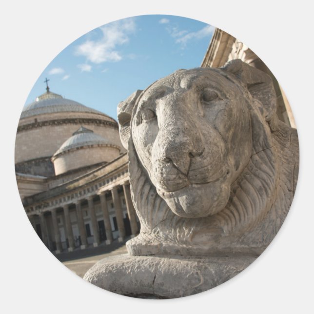 Sticker Rond Statue sur le front de San Francesco di Paola (Devant)