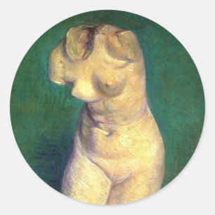Sticker Rond Statuette en plâtre de Torse Féminin par Vincent v