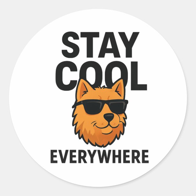 Sticker Rond Stay Cool Everywhere Dog (Devant)