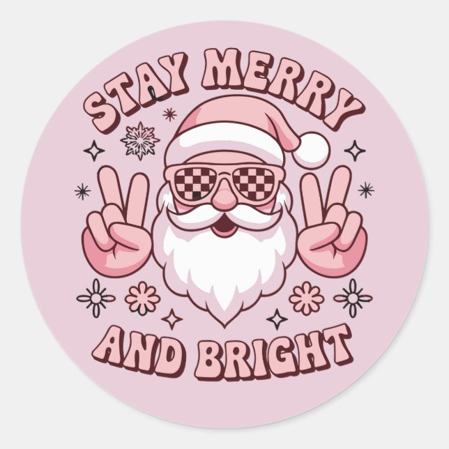 Sticker Rond Stay Merry And Bright Christmas Ugly Xmas  (Devant)